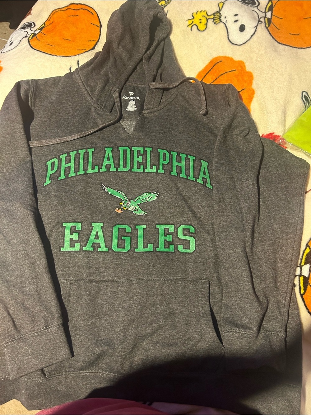 Fanatics Gray Philadelphia Eagles Pullover Hoodie with Green Logo